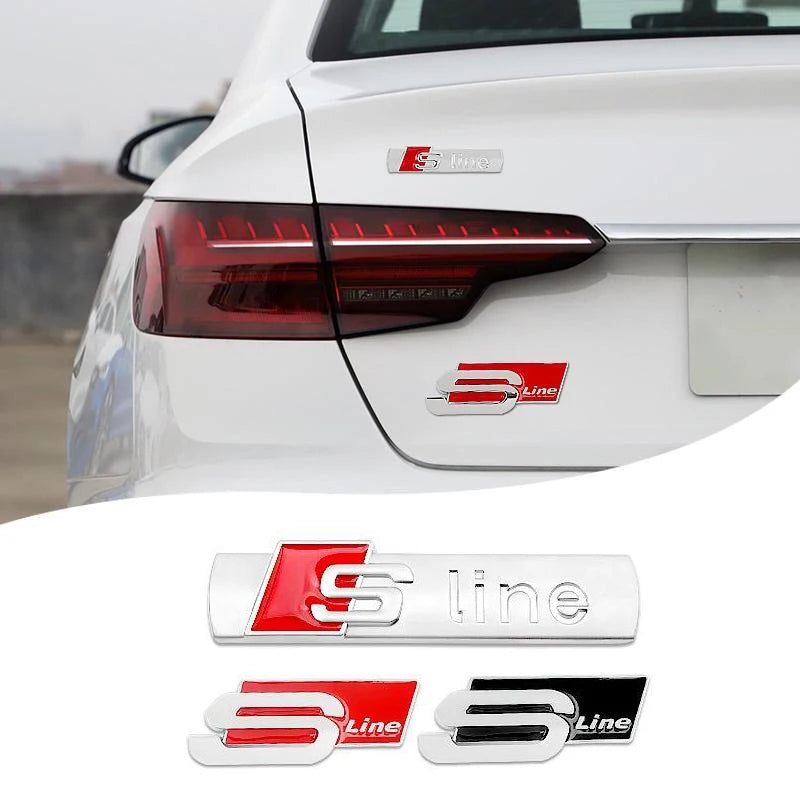 S Línea de emblemas de insignia trasera para autos