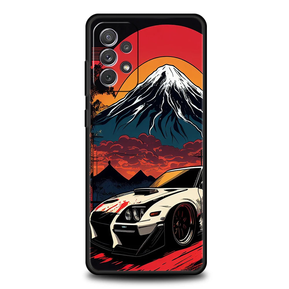 Étui de téléphone de voiture de course de style art pour Samsung