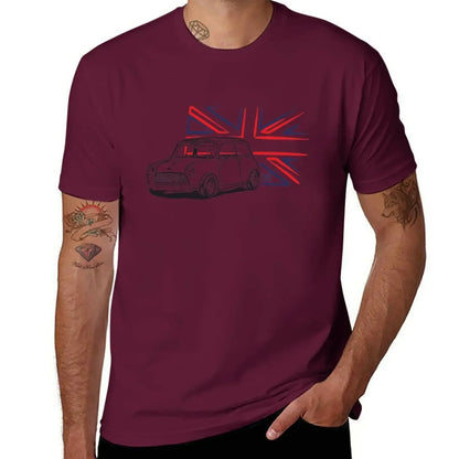 Classic Mini Cooper With Great Britain Flag T-Shirt