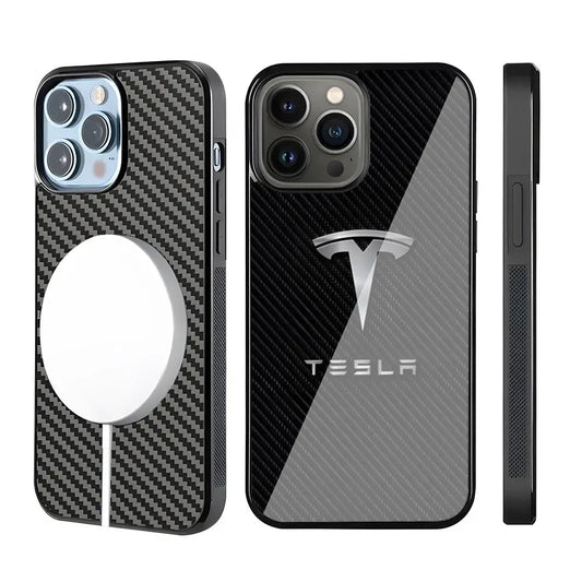 Case de iPhone de fibra de carbono tesla 