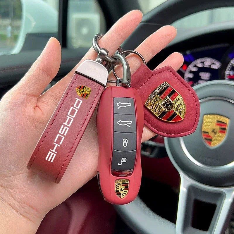 Porsche Leather Keychain