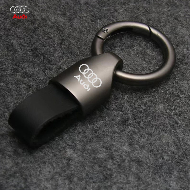 Audi Leather and Metal Keychain