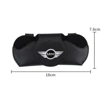 Soporte para gafas de sol de cuero para visera solar de coche MINI Cooper