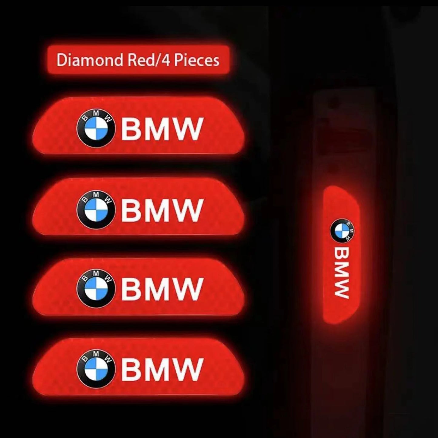 4 قطعة ملصقات سلامة عاكسة للسيارة لسيارات BMW 