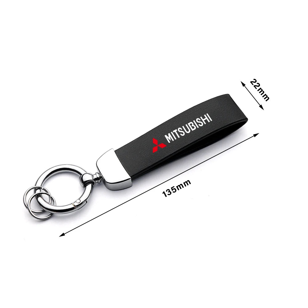 Mitsubishi Leather Keychain