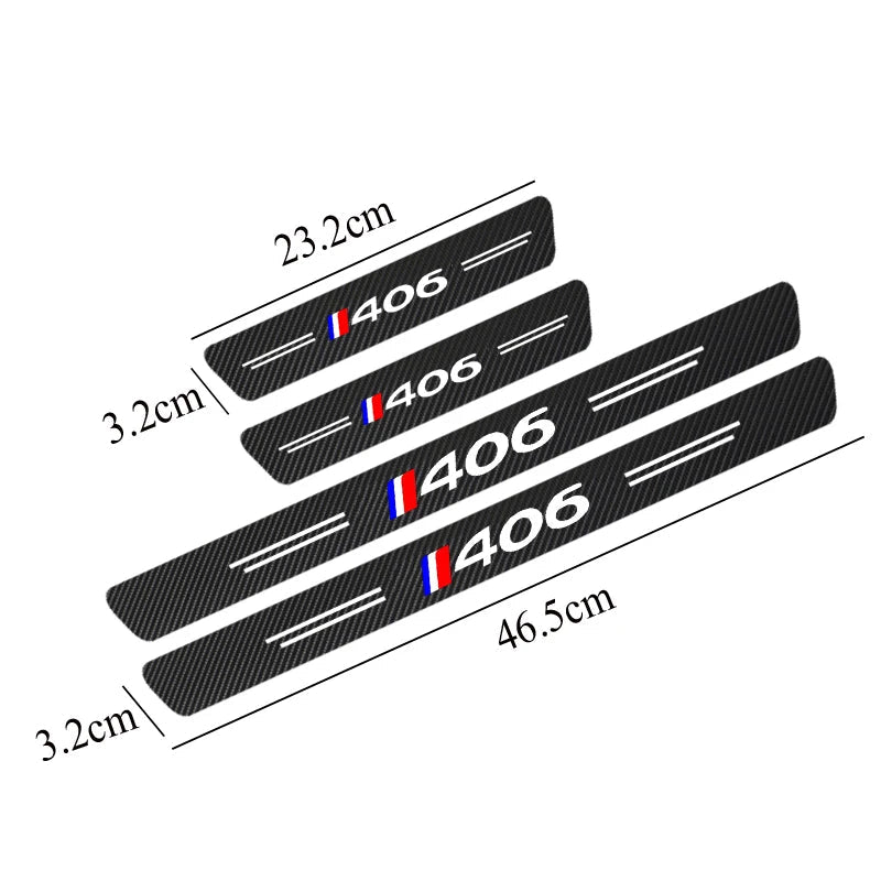 Peugeot 405/406/407 Conjunto de protector de alféizar de la puerta de fibra de carbono