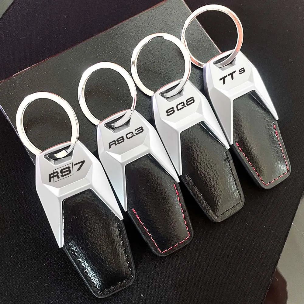 Audi Zinc Alloy Leather Car Keychain