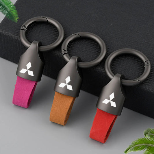 3D Metal/Leather Keychain Mitsubishi