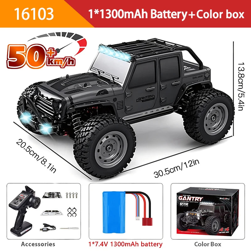 RC Car 1:16 4WD - 70 km/h o 50 km/h con luces LED