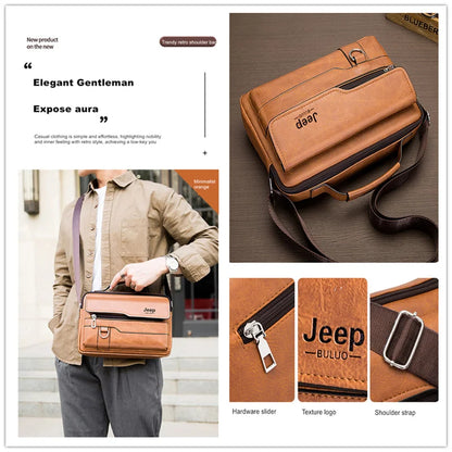 Jeep Buluo Brand Bold de cuero Crossbody para hombres