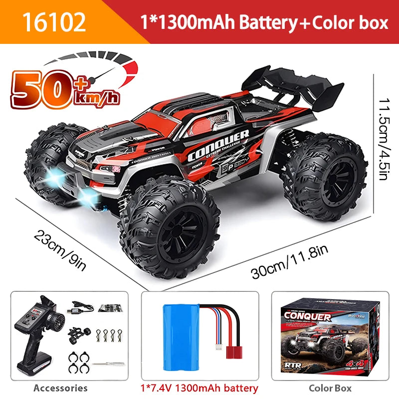 RC Car 1:16 4WD - 70 كم/ساعة أو 50 كم/ساعة مع مصابيح LED