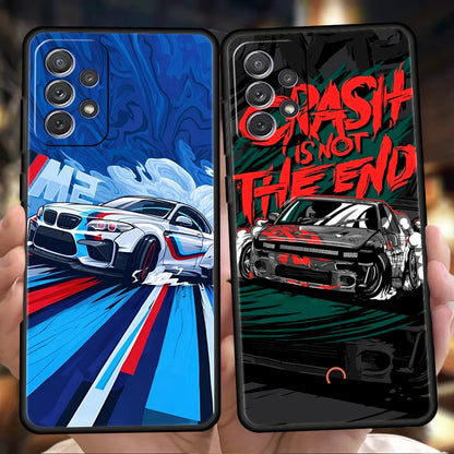 Étui de téléphone de voiture de course de style art pour Samsung