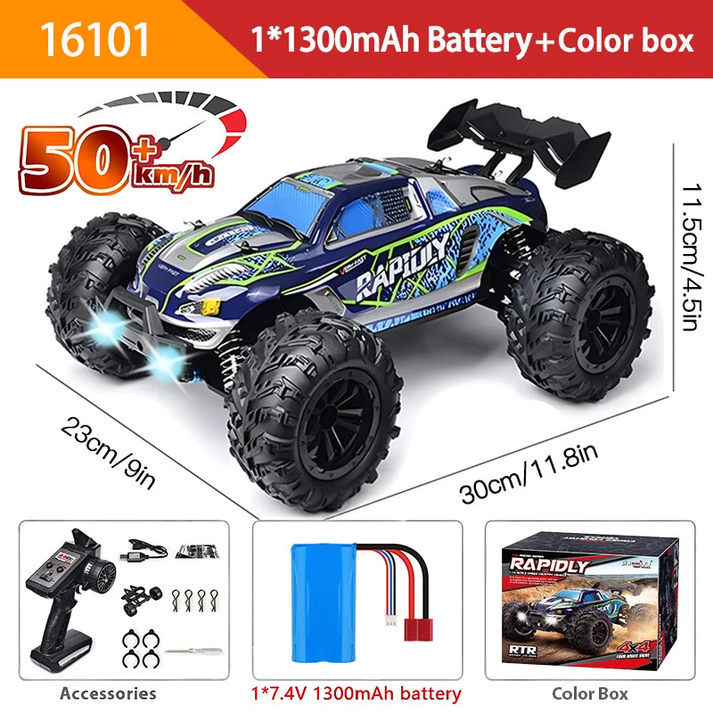 RC Car 1:16 4WD - 70 كم/ساعة أو 50 كم/ساعة مع مصابيح LED