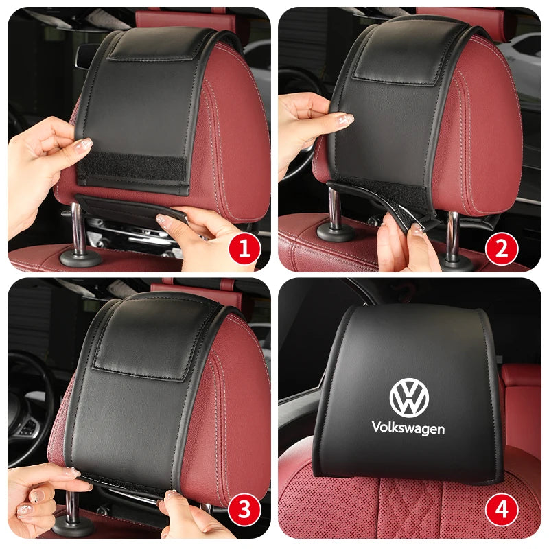 2PCS Volkswagen Leather Car Headrest