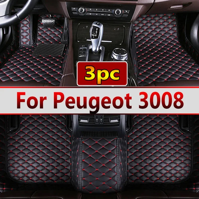 Esteras de piso de automóvil de cuero de lujo para Peugeot 3008