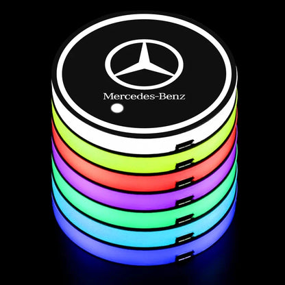 2PC LED Illuminated Car Water Cup Coaster for Mercedes Benz