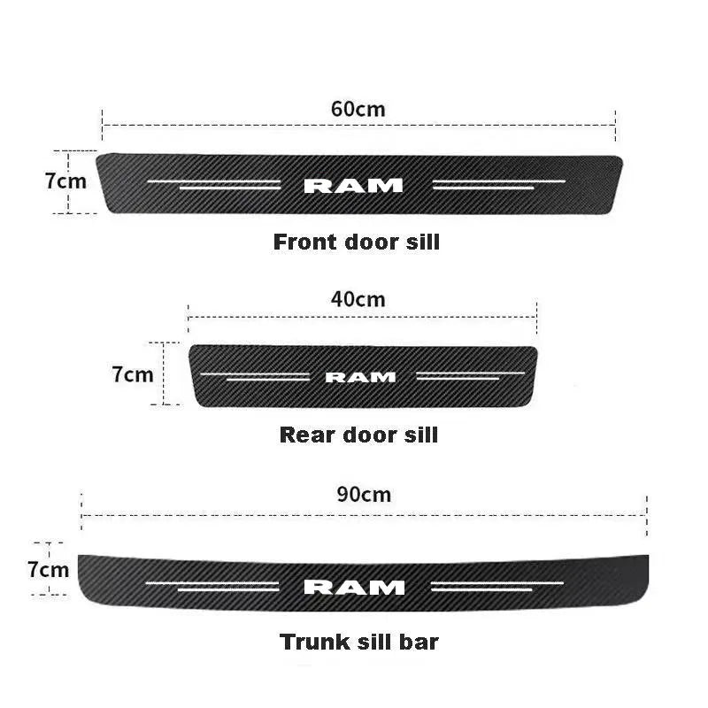 Dodge Ram Carbon Fiber Stickers Door Sill