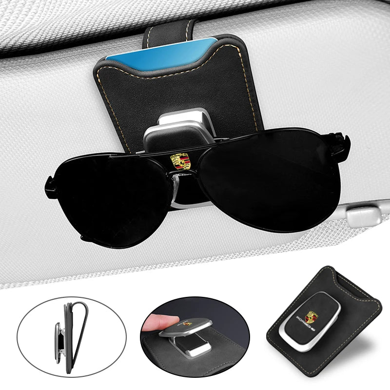 Porsche Leather Car Glasses Clip