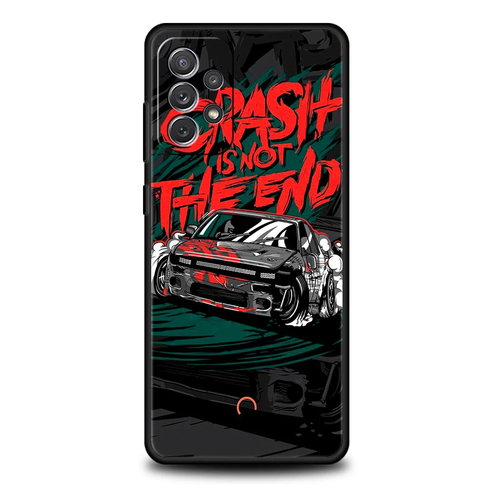 Étui de téléphone de voiture de course de style art pour Samsung