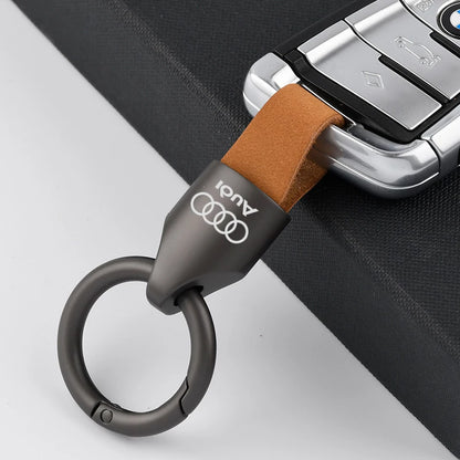 Audi Leather and Metal Keychain