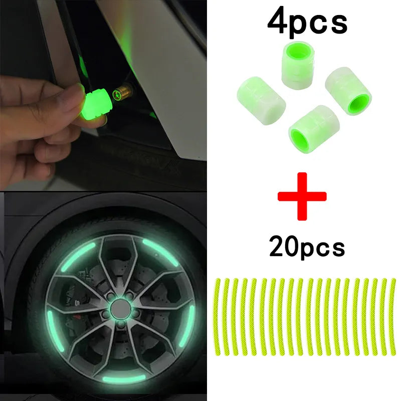 Bouchons de Valve Lumineux et Autocollants pour Roues