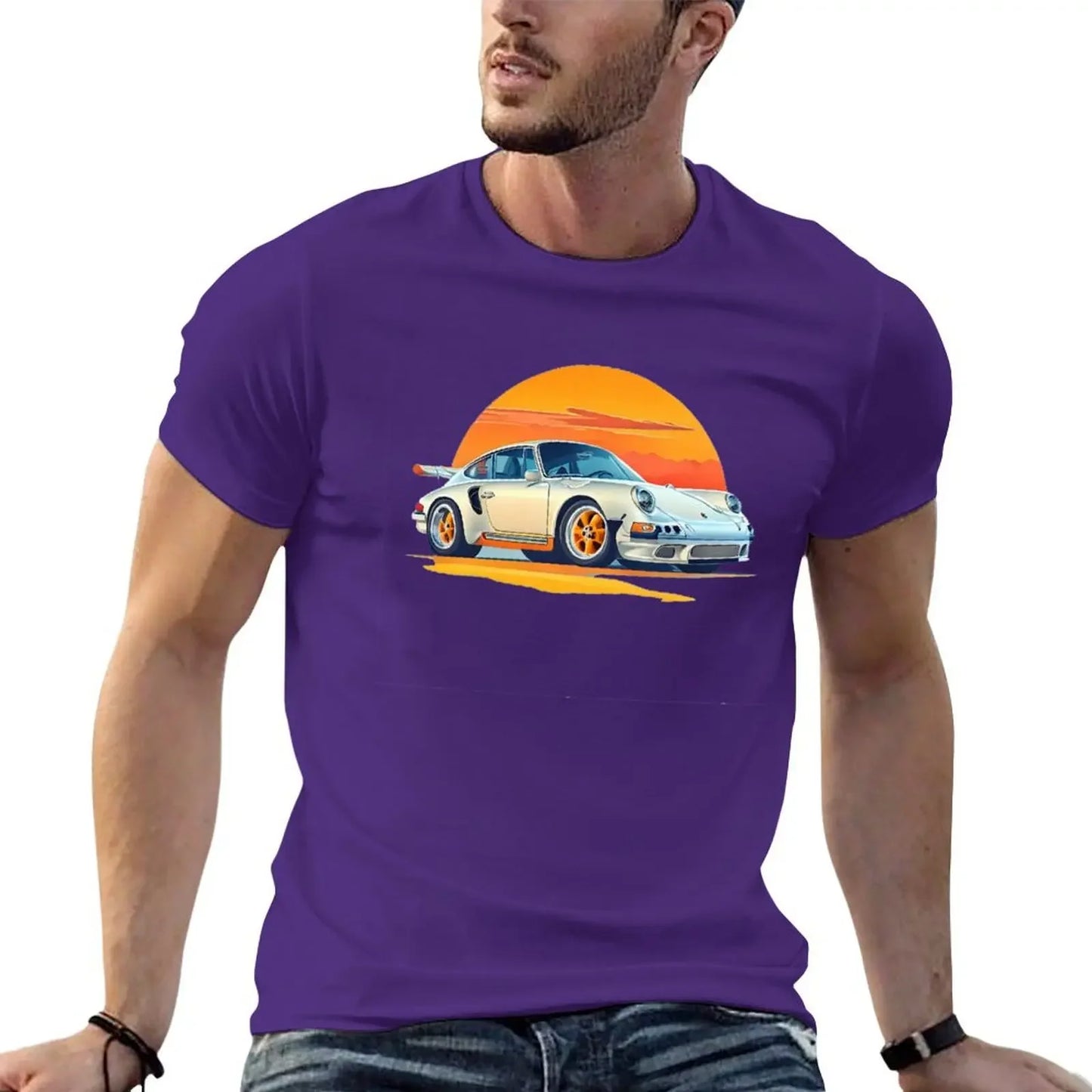 T-shirt graphique masculin de Porsche blanc