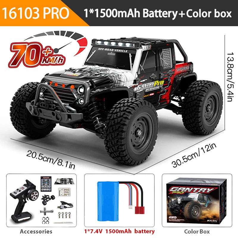 RC Car 1:16 4WD - 70 km/h o 50 km/h con luces LED