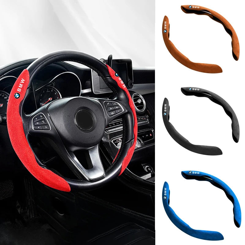 Car Suede Steering Wheel Cover For BMW