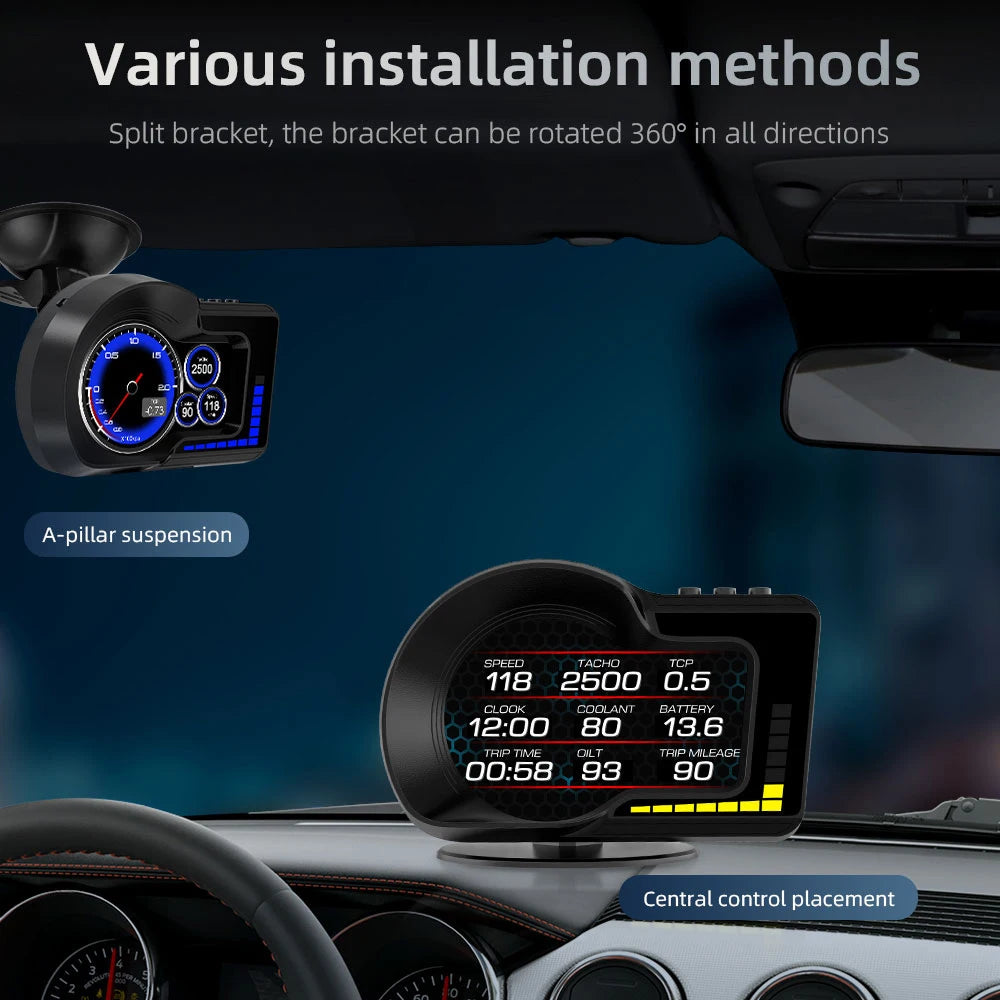 Muestra a bordo del auto de computadora HUD 