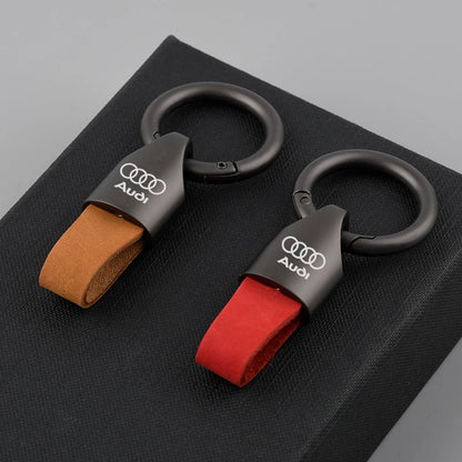 Audi Leather and Metal Keychain