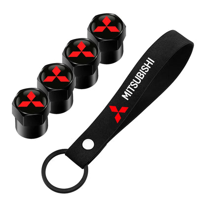 Mitsubishi Tire Valve Caps with Keychain