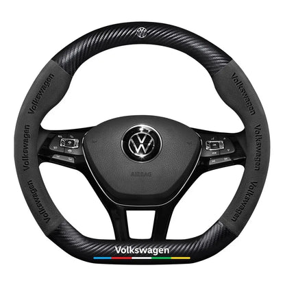 Coperchio del volante in fibra di carbonio in pelle scamosciata VW 