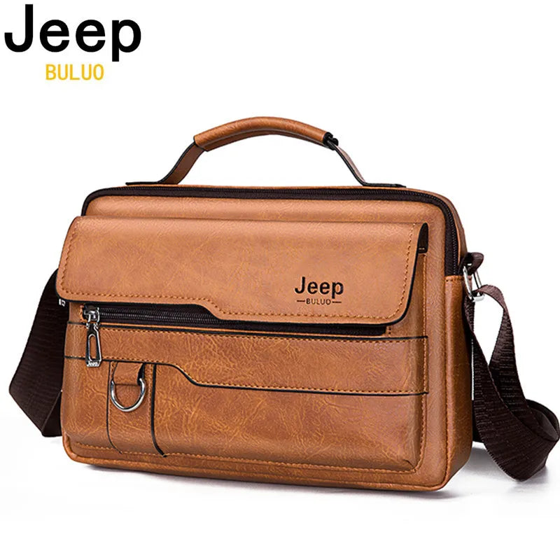 Jeep Buluo Brand Bold de cuero Crossbody para hombres