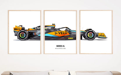 Lot de 3 affiches Lando Norris F1 MCL60