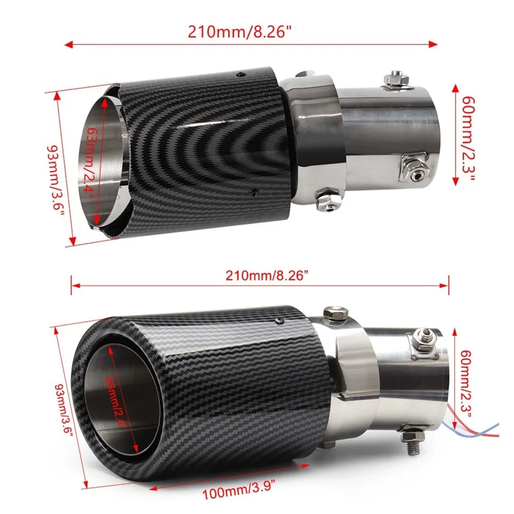 طرف عادم من ألياف الكربون مزود بمؤشر LED عالمي