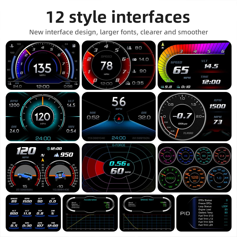 Multi-Function Full LCD Car Instrument 