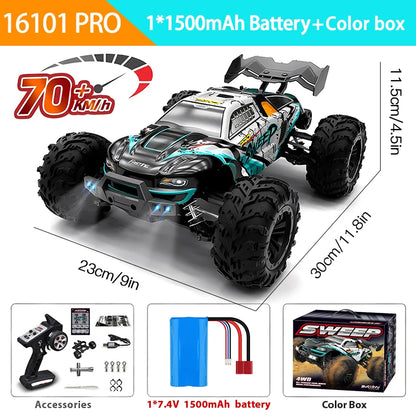 RC Car 1:16 4WD - 70 كم/ساعة أو 50 كم/ساعة مع مصابيح LED