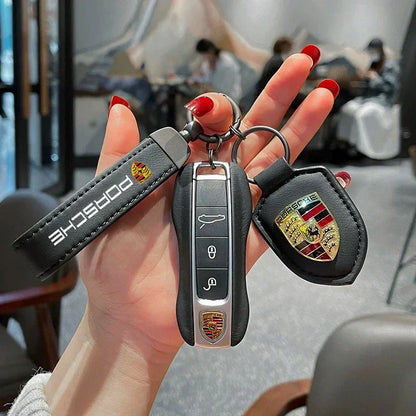 Porsche Leather Keychain