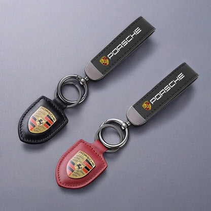 Porsche Leather Keychain