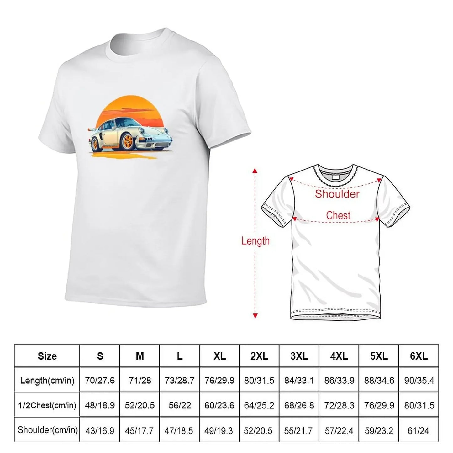 White Porsche Men's Graphic T-Shirt