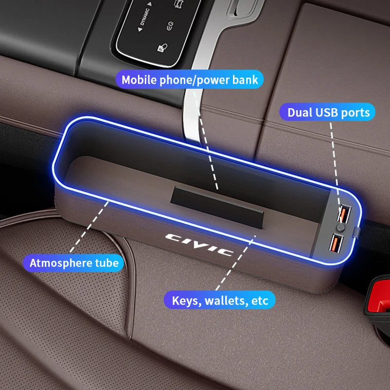 Caja de almacenamiento Civic con LED y entrada USB