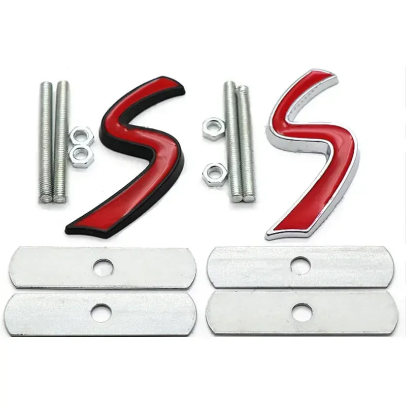 Red 's' Car Grille Emblem