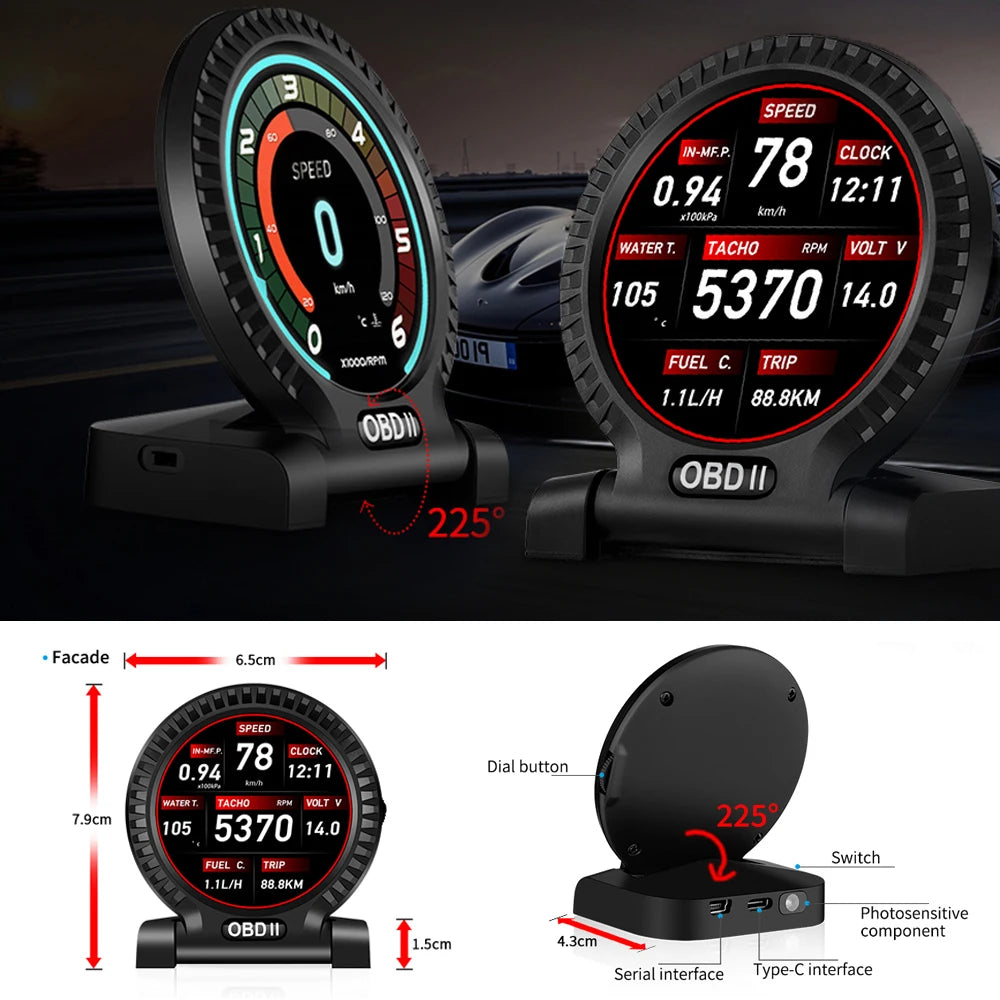 Speach -up Display Auto Speedometro RPM 