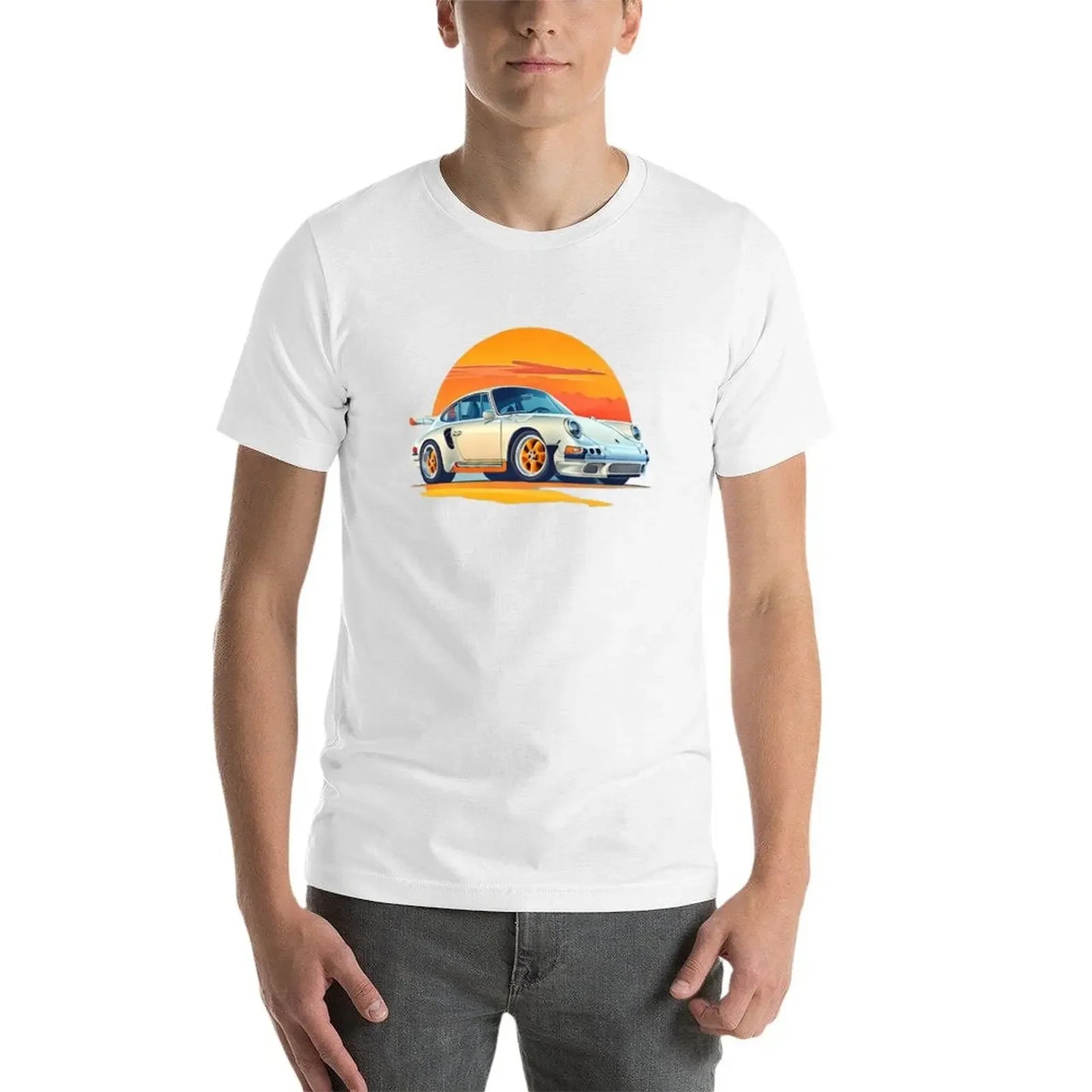 White Porsche Men's Graphic T-Shirt