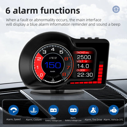 Muestra a bordo del auto de computadora HUD 